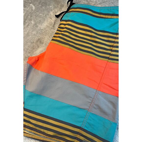Board Shorts Striped Swim Trunks Multi Color Swimwear Beach Surf Casual‎ - Picture 1 of 9